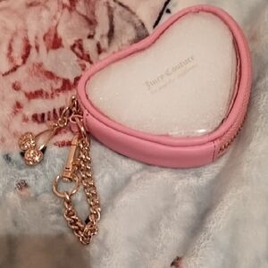 Juicy Couture Pink Heart Clear Coin Pouch with Gold Chain For 👛 Or 🎒